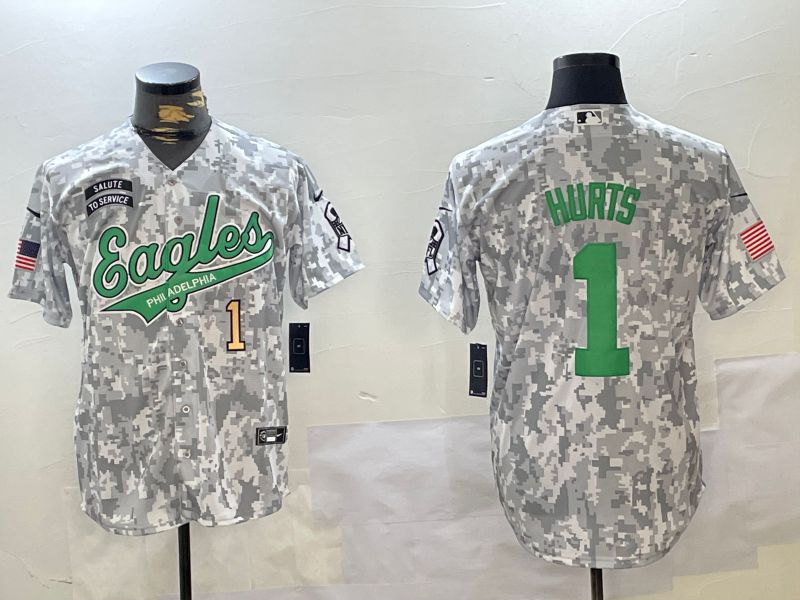 Men Philadelphia Eagles #1 Hurts Nike Arctic Camo 2024 Salute to Service Limited NFL Jersey style 6->philadelphia eagles->NFL Jersey